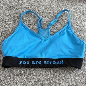 Pink! Victoria’s Secret sports bra. Blue. Size M. Removable pads included